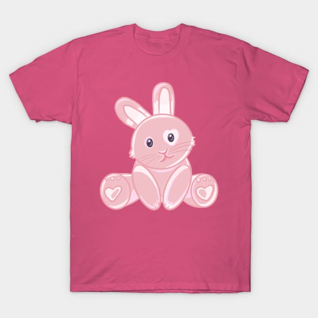 Pink Heart Bunny T-Shirt by RoserinArt